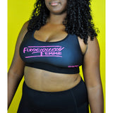 Pink and Black "Ferociously Femme" Sports Bra